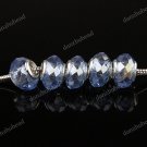 50X WHOLESALE LIGHT BLUE FACETED CRYSTAL GLASS EUROPEAN CHARM BEADS FINDINGS