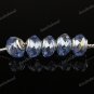 50X WHOLESALE LIGHT BLUE FACETED CRYSTAL GLASS EUROPEAN CHARM BEADS FINDINGS