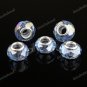 50X WHOLESALE LIGHT BLUE FACETED CRYSTAL GLASS EUROPEAN CHARM BEADS FINDINGS