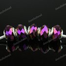 50X WHOLESALE PURPLE RED FACETED CRYSTAL GLASS EUROPEAN CHARM BEADS FINDINGS