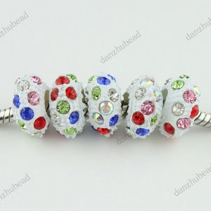 50X MULTICOLOR CRYSTAL RESIN EUROPEAN CHARM BEADS FINDINGS WHOLESALE LOT