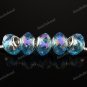 50X WHOLESALE OCEAN BLUE AB FACETED CRYSTAL GLASS EUROPEAN BEADS FINDINGS
