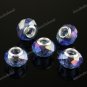 50X WHOLESALE BLUE AB FACETED CRYSTAL GLASS EUROPEAN BEADS FINDINGS