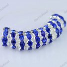 10X SAPPHIRE BLUE CRYSTAL SILVER SPACER LOOSE BEADS JEWELRY FINDINGS 10MM