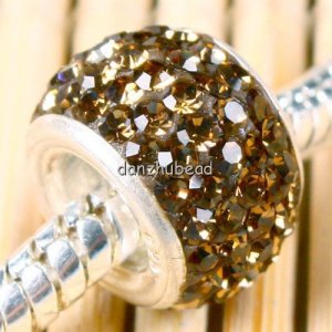 925 SILVER COFFEE SWAROVSKI CRYSTAL BIG HOLE CHARM BEAD