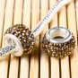 925 SILVER COFFEE SWAROVSKI CRYSTAL BIG HOLE CHARM BEAD