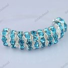 10X OCEAN BLUE CRYSTAL SILVER SPACER LOOSE BEADS FINDINGS 10MM