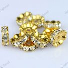 50X CLEAR CRYSTAL GOLD SPACER LOOSE BEADS FINDINGS WHOLESALE LOTS 10MM