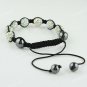 1X CLEAR AB SWAROVSKI CRYSTAL DISCO BALL HEMATITE ADJUSTABLE MACRAME BRACELET