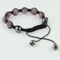 LIGHT PURPLE SWAROVSKI CRYSTAL DISCO BALL HEMATITE ADJUSTABLE MACRAME BRACELET
