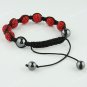 1X RED SWAROVSKI CRYSTAL DISCO BALL HEMATITE ADJUSTABLE MACRAME BRACELET BANGLE