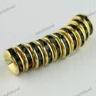 10X DEEP GREEN CRYSTAL GOLD SPACER LOOSE BEADS FINDINGS 10MM