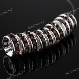 10PCS COFFEE CRYSTAL SILVER SPACER LOOSE BEADS FINDINGS 10MM