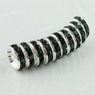 10PCS DEEP GREEN CRYSTAL SILVER SPACER LOOSE BEADS FINDINGS 10MM