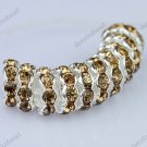 50X LIGHT GOLDEN CRYSTAL SILVER SPACER LOOSE BEADS FINDINGS WHOLESALE LOTS 10MM