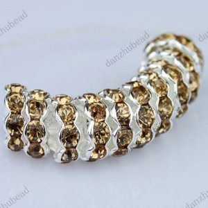 50X LIGHT GOLDEN CRYSTAL SILVER SPACER LOOSE BEADS FINDINGS WHOLESALE LOTS 10MM