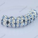 50X LIGHT BLUE CRYSTAL SILVER SPACER LOOSE BEADS FINDINGS WHOLESALE LOT 10MM