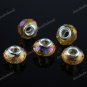 100X WHOLESALE GOLDEN AB FACETED CRYSTAL GLASS EUROPEAN CHARM BEADS FINDINGS
