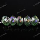 100X WHOLESALE LIGHT GREEN AB FACETED CRYSTAL GLASS EUROPEAN BEADS FINDINGS