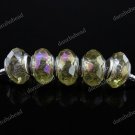 100X WHOLESALE YELLOW AB FACETED CRYSTAL GLASS EUROPEAN BEADS FINDINGS