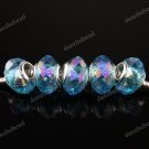 100X WHOLESALE OCEAN BLUE AB FACETED CRYSTAL GLASS EUROPEAN BEADS FINDINGS