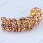 100X PINK CRYSTAL GOLD SPACER LOOSE BEADS FINDINGS WHOLESALE LOTS 10MM