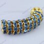 100X LIGHT BLUE CRYSTAL GOLD SPACER LOOSE BEADS FINDINGS WHOLESALE LOTS 10MM