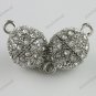 10X CLEAR CRYSTAL 18 KGP MAGNETIC ROUND BALL CLASP FINDINGS 16MM