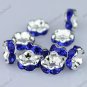 50X SAPPHIRE BLUE CRYSTAL SILVER SPACER LOOSE BEADS FINDINGS WHOLESALE LOTS 6MM