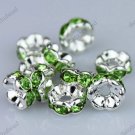 50X LIGHT GREEN CRYSTAL SILVER SPACER LOOSE BEADS FINDINGS WHOLESALE LOTS 6MM