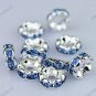 50X LIGHT BLUE CRYSTAL SILVER SPACER LOOSE BEADS FINDINGS WHOLESALE LOTS 6MM