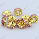 50X PINK CRYSTAL SPACER LOOSE BEADS FINDINGS WHOLESALE LOTS 6MM