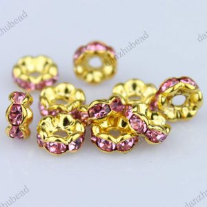 50X PINK CRYSTAL SPACER LOOSE BEADS FINDINGS WHOLESALE LOTS 6MM