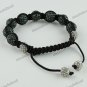 ADJUST MACRAME DEEP GREEN CRYSTAL DISCO BALL BRACELET
