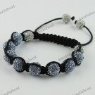 ADJUST MACRAME LIGHT BLUE CRYSTAL DISCO BALL BRACELET
