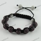 ADJUST MACRAME DEEP PURPLE CRYSTAL DISCO BALL BRACELET