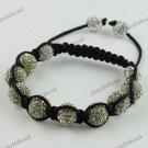 ADJUST MACRAME LIGHT YELLOW CRYSTAL DISCO BALL BRACELET