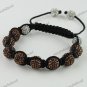 ADJUSTABLE MACRAME COFFEE CRYSTAL DISCO BALL BRACELET