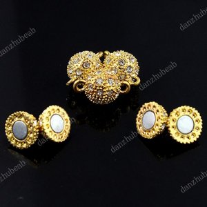 20X CLEAR CRYSTAL GOLDEN MAGNETIC ROUND BALL CLASP FINDINGS WHOLESALE 12MM