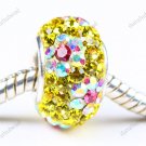 YELLOW FLOWER SWAROVSKI CRYSTAL SILVER EUROPEAN BEAD