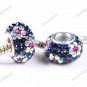 MIDNIGHTBLUE FLOWER SWAROVSKI CRYSTAL SILVER CHARM BEAD