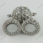 2X CLEAR CRYSTAL 18 KGP MAGNETIC ROUND BALL CLASP FINDINGS 16MM