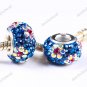 DEEP BLUE FLOWER SWAROVSKI CRYSTAL SILVER EUROPEAN BEAD