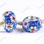 SAPPHIRE FLOWER SWAROVSKI CRYSTAL SILVER EUROPEAN BEAD