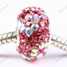 ROSE FLOWER SWAROVSKI CRYSTAL 925 SILVER EUROPEAN BEAD