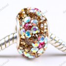 LIGHT GOLDEN FLOWER SWAROVSKI CRYSTAL SILVER CHARM BEAD
