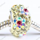 LIGHT YELLOW FLOWER SWAROVSKI CRYSTAL SILVER CHARM BEAD