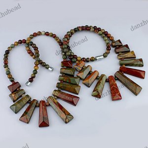 NATURAL MULTICOLOR PICASSO JASPER GEMSTONE PENDANT FASHION NECKLACE