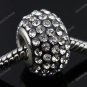 10X CLEAR CRYSTAL BIG HOLE RESIN EUROPEAN BLACK CHARM BEAD FINDINGS FIT BRACELET