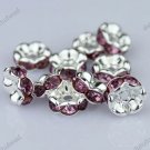 100X LIGHT PURPLE CRYSTAL SILVER SPACER LOOSE BEADS FINDINGS WHOLESALE LOTS 8MM